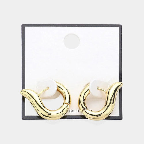 14K Gold Dipped Hypoallergenic Abstract Huggie Hoop Earrings - Jewelry Store by Erik Rayo