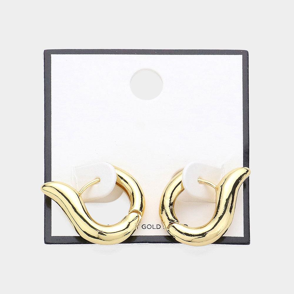 14K Gold Dipped Hypoallergenic Abstract Huggie Hoop Earrings