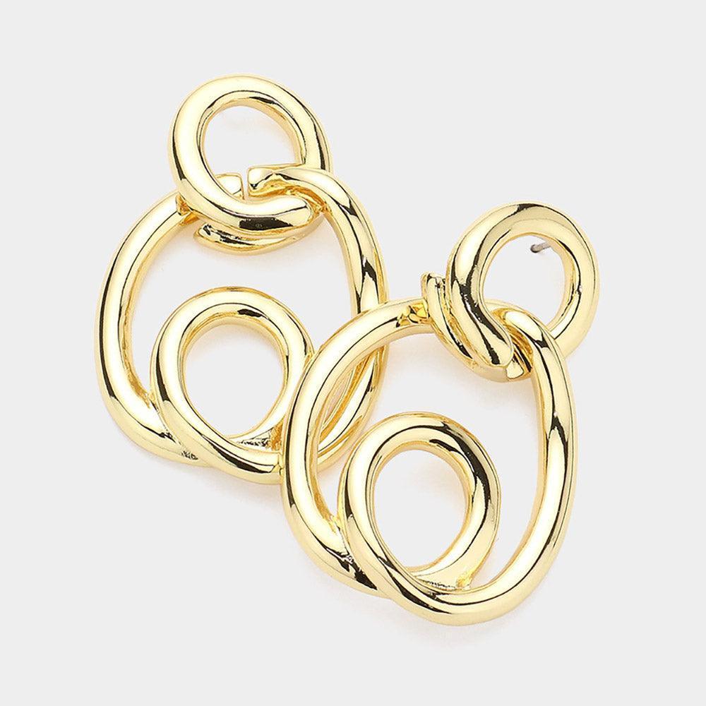 14K Gold Dipped Hypoallergenic Abstract Metal Earrings - Jewelry Store by Erik Rayo