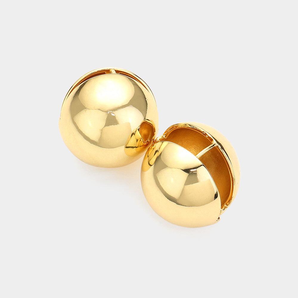 14K Gold Dipped Hypoallergenic Metal Ball Huggie Back Earrings