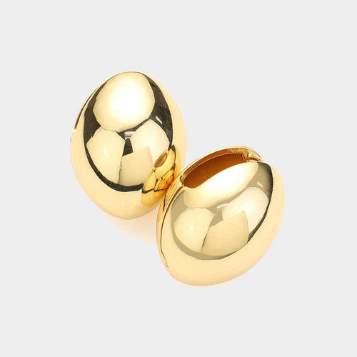 14K Gold Dipped Hypoallergenic Metal Oval Huggie Earrings - Jewelry Store by Erik Rayo