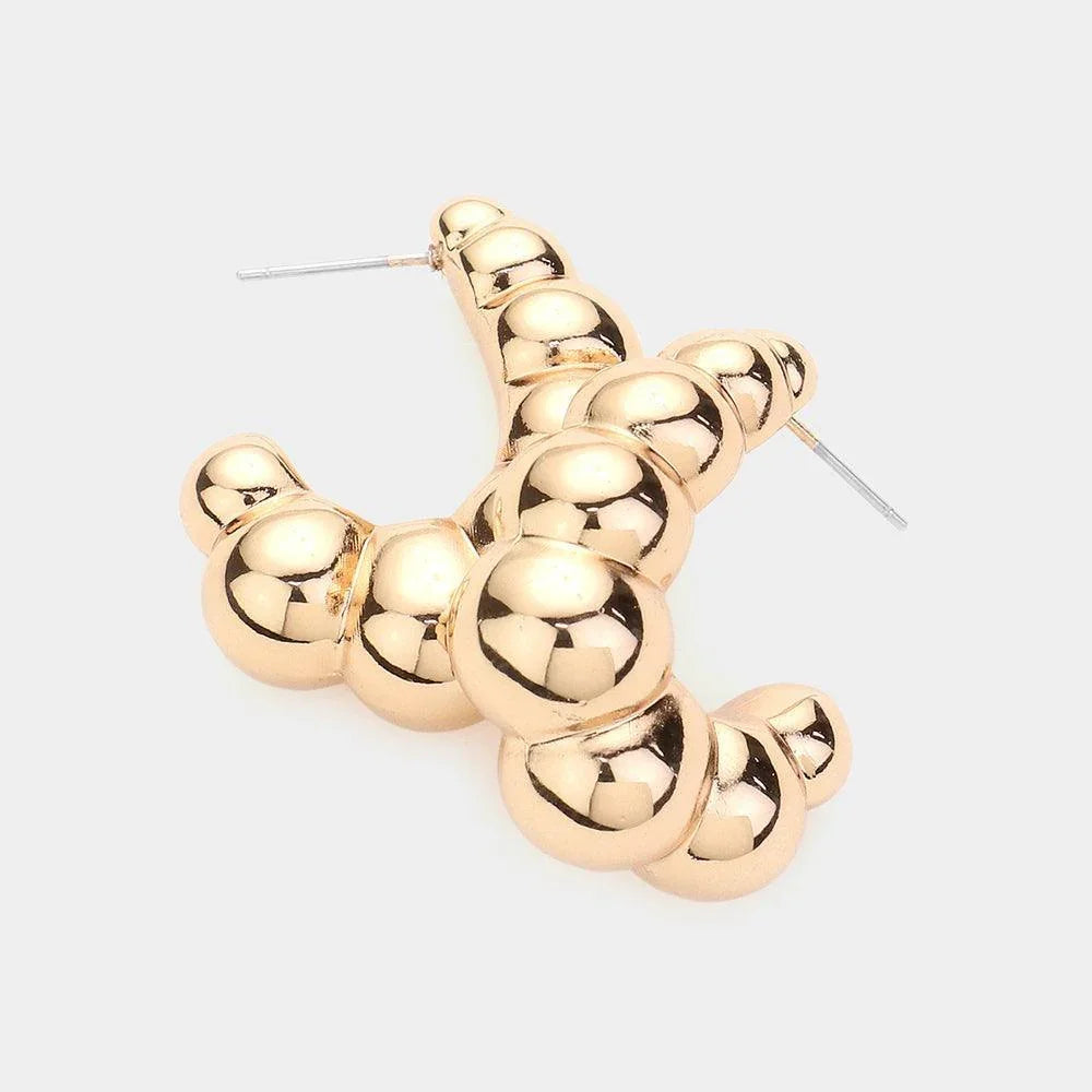 Gold Metal Bubble Half Hoop Earrings - Jewelry Store by Erik Rayo