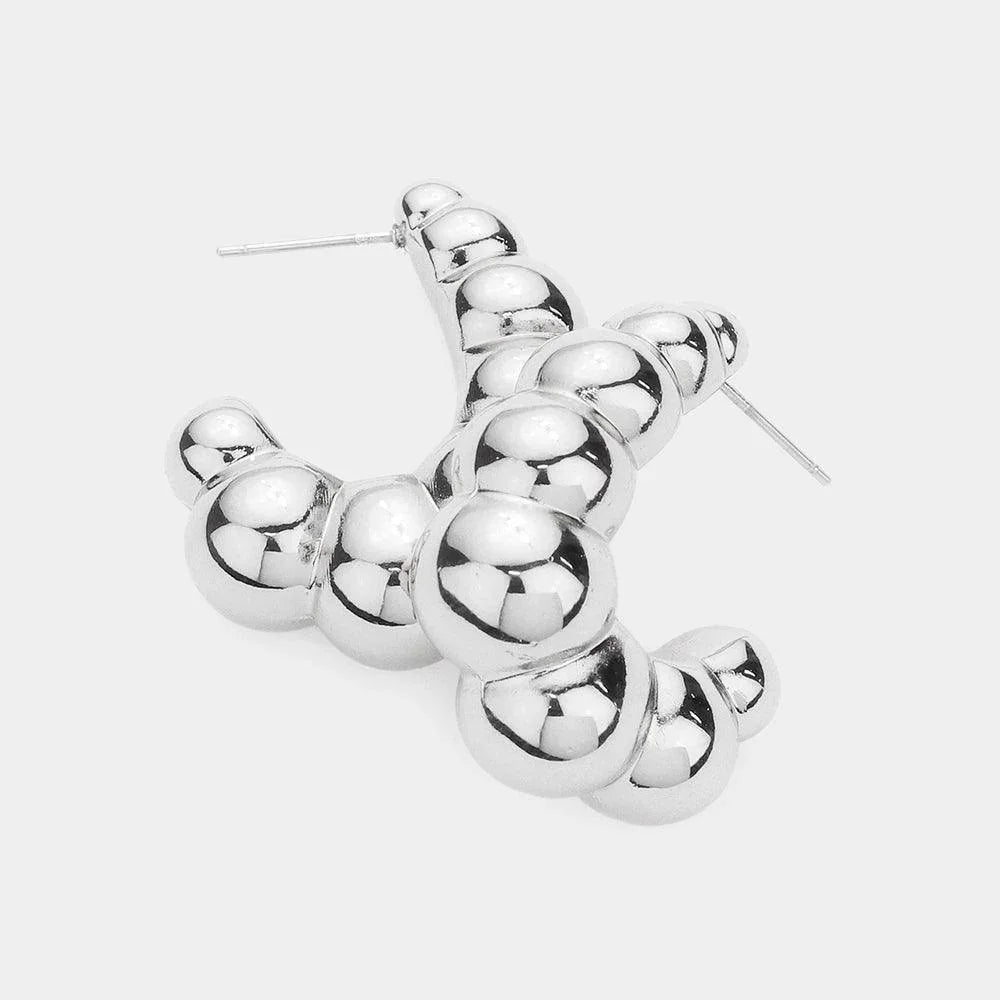 Metal Bubble Half Hoop Earrings - Jewelry Store by Erik Rayo
