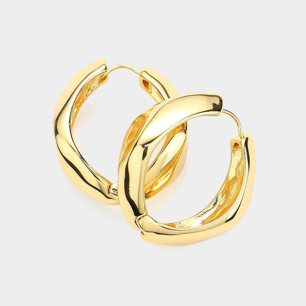 14K Gold Dipped Hypoallergenic Textured Metal Hoop Earrings - Jewelry Store by Erik Rayo