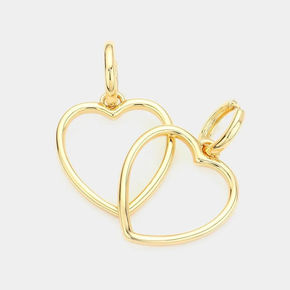 14K Gold Dipped Hypoallergenic Metal Open Heart Dangle Huggie Hoop Earrings - Jewelry Store by Erik Rayo