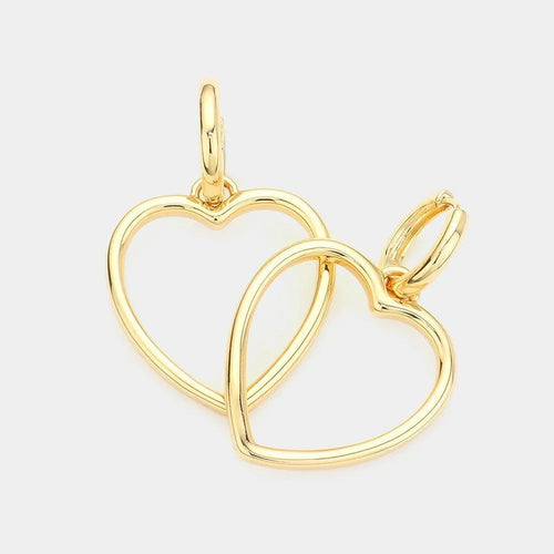 14K Gold Dipped Hypoallergenic Metal Open Heart Dangle Huggie Hoop Earrings - Jewelry Store by Erik Rayo