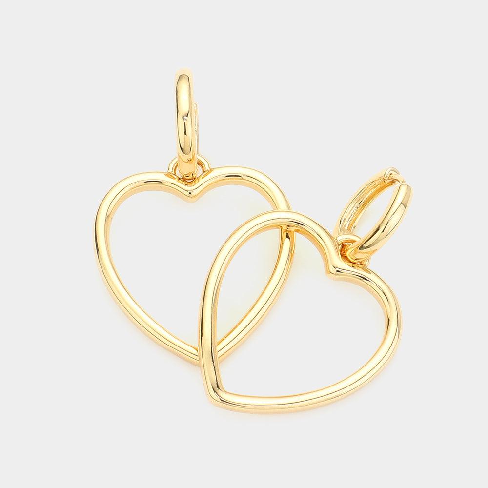 14K Gold Dipped Hypoallergenic Metal Open Heart Dangle Huggie Hoop Earrings