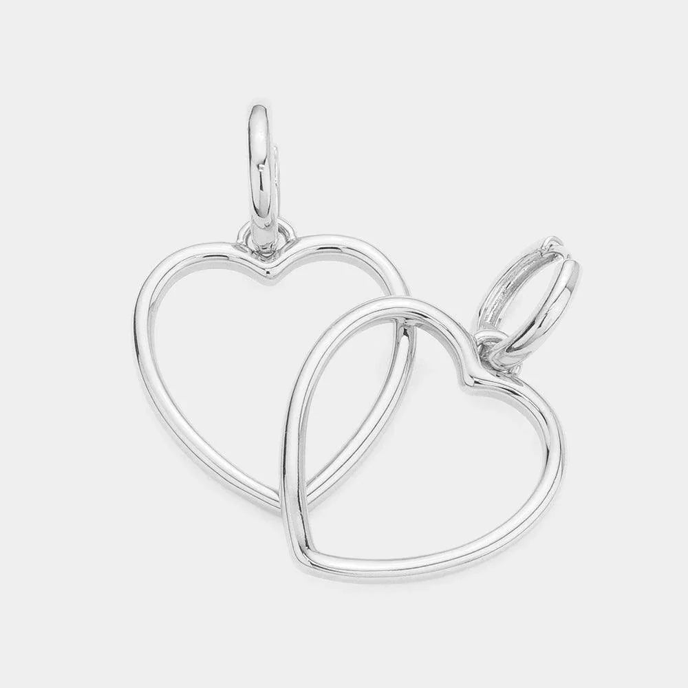 Silver Sterling Silver Dipped Hypoallergenic Metal Open Heart Dangle Huggie Hoop Earrings - Jewelry Store by Erik Rayo