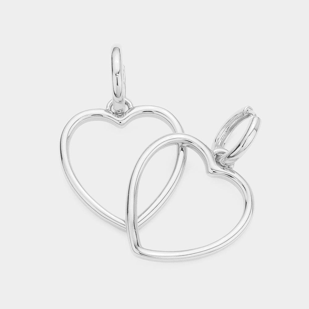 Silver Sterling Silver Dipped Hypoallergenic Metal Open Heart Dangle Huggie Hoop Earrings