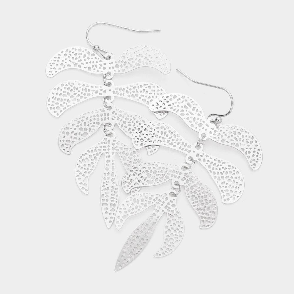 Filigree Metal Leaf Link Dangle Earrings - Jewelry Store by Erik Rayo