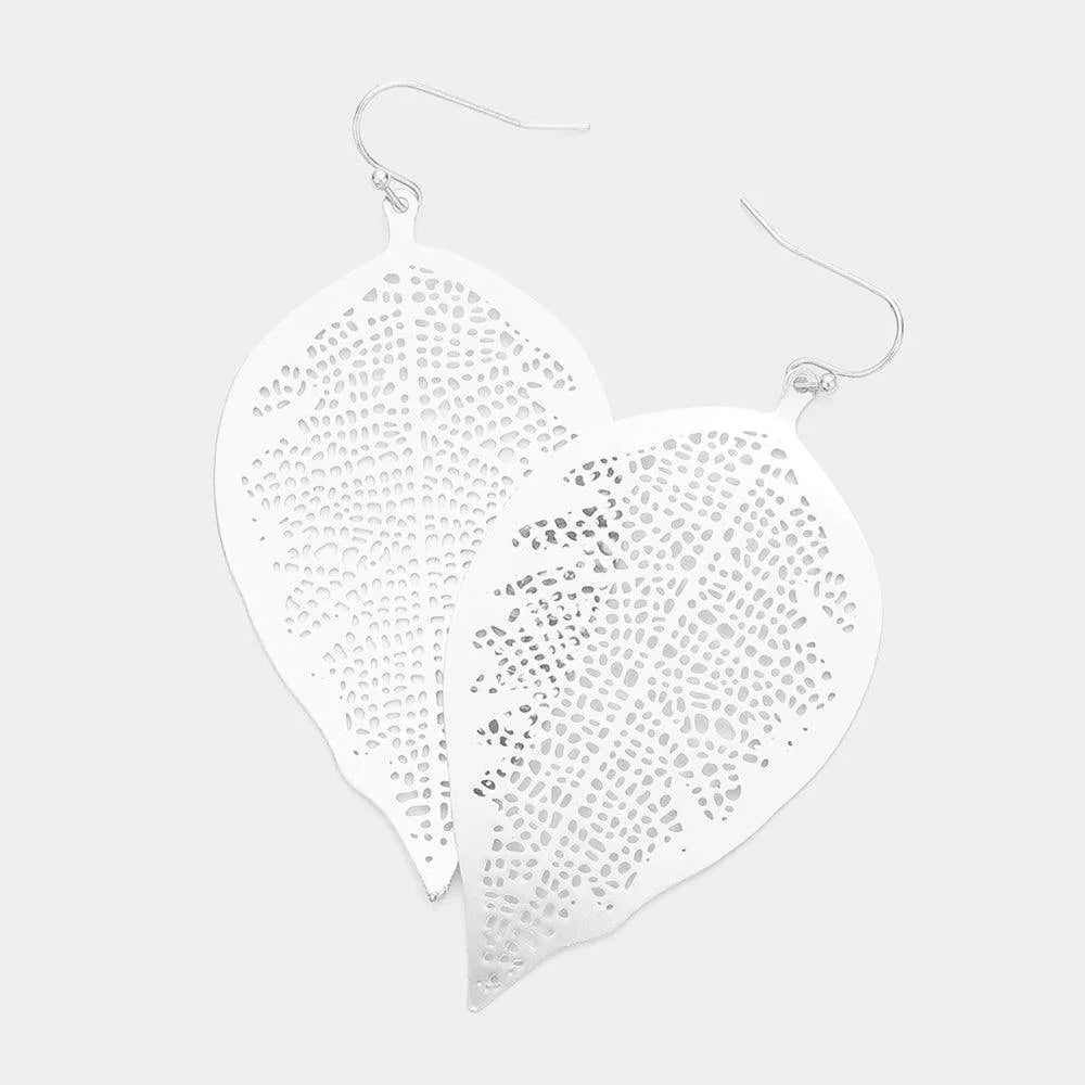 Filigree Brass Metal Leaf Dangle Earrings - Jewelry Store by Erik Rayo