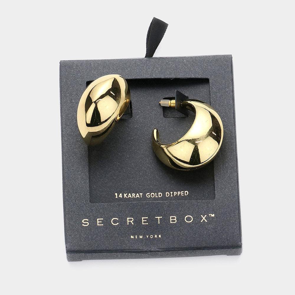14K Gold Dipped Crescent Hoop Earrings - Jewelry Store by Erik Rayo
