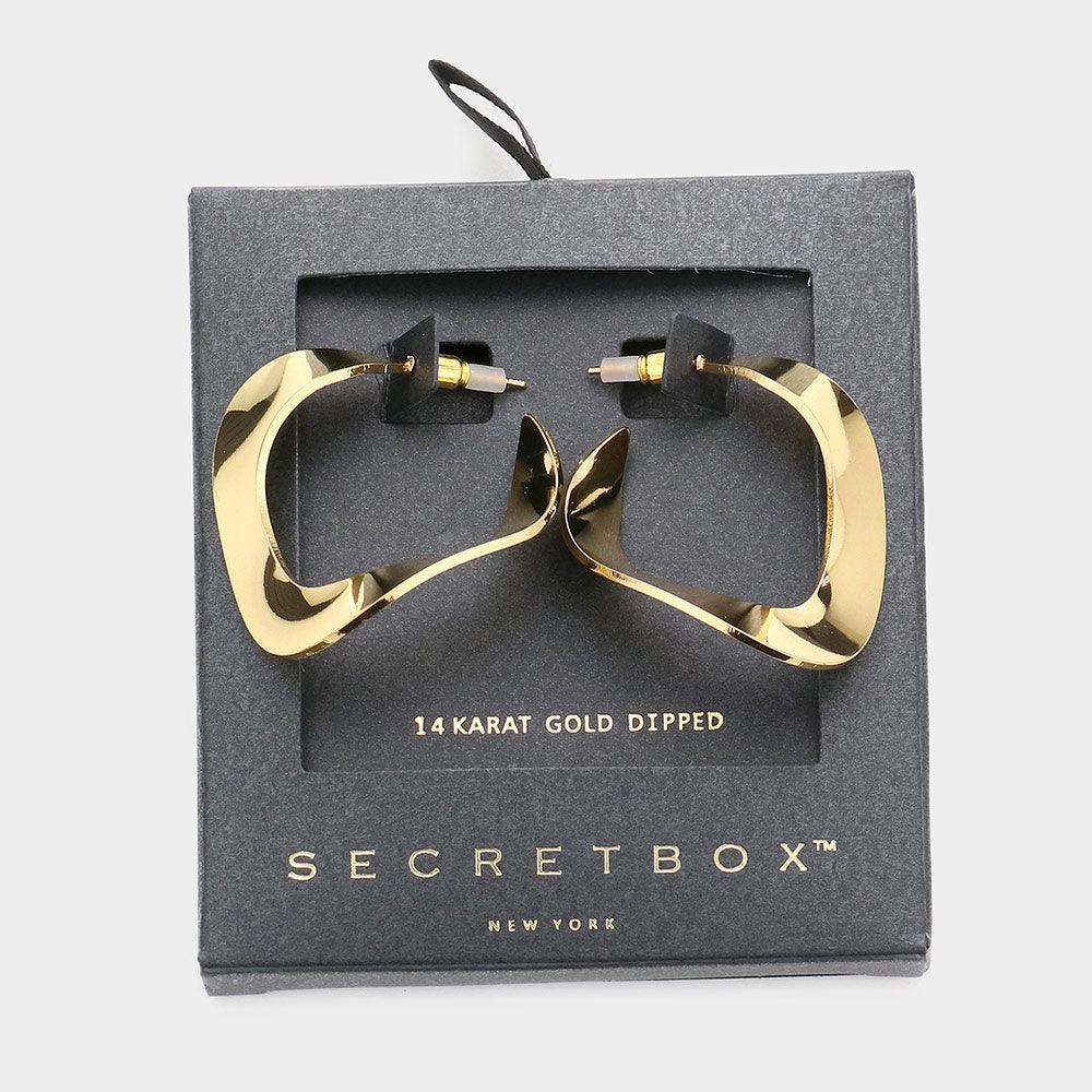 14K Gold Dipped Irregular Metal Hoop Earrings - Jewelry Store by Erik Rayo