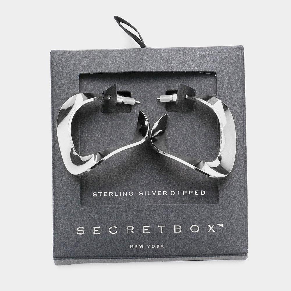 Silver Sterling Silver Dipped Irregular Metal Hoop Earrings - Jewelry Store by Erik Rayo
