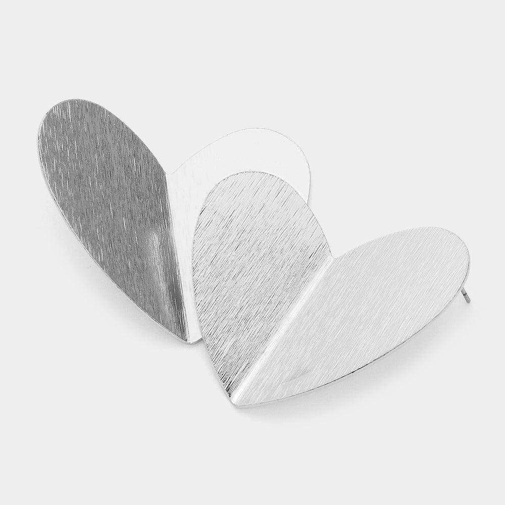 Brushed Metal Heart Earrings - Jewelry Store by Erik Rayo