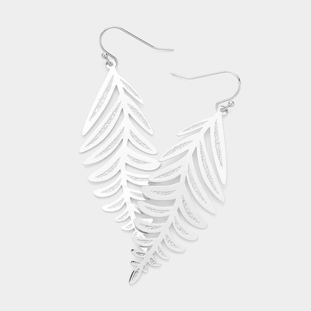 Brass Metal Filigree Leaf Dangle Earrings - Jewelry Store by Erik Rayo