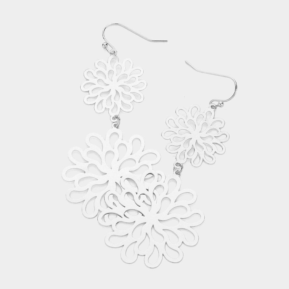 Double Flower Metal Filigree Earrings - Jewelry Store by Erik Rayo