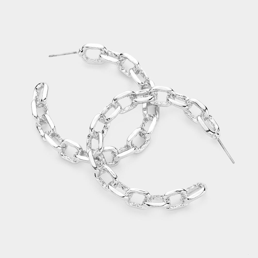 Metal Chain Half Hoop Earrings - Jewelry Store by Erik Rayo