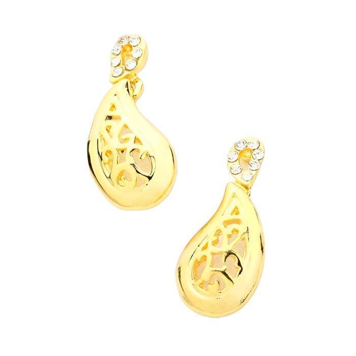 Gold Crystal detail metal droplet earrings - Jewelry Store by Erik Rayo
