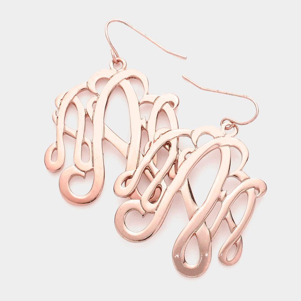 Rose Gold 'A' Monogram earrings - Jewelry Store by Erik Rayo