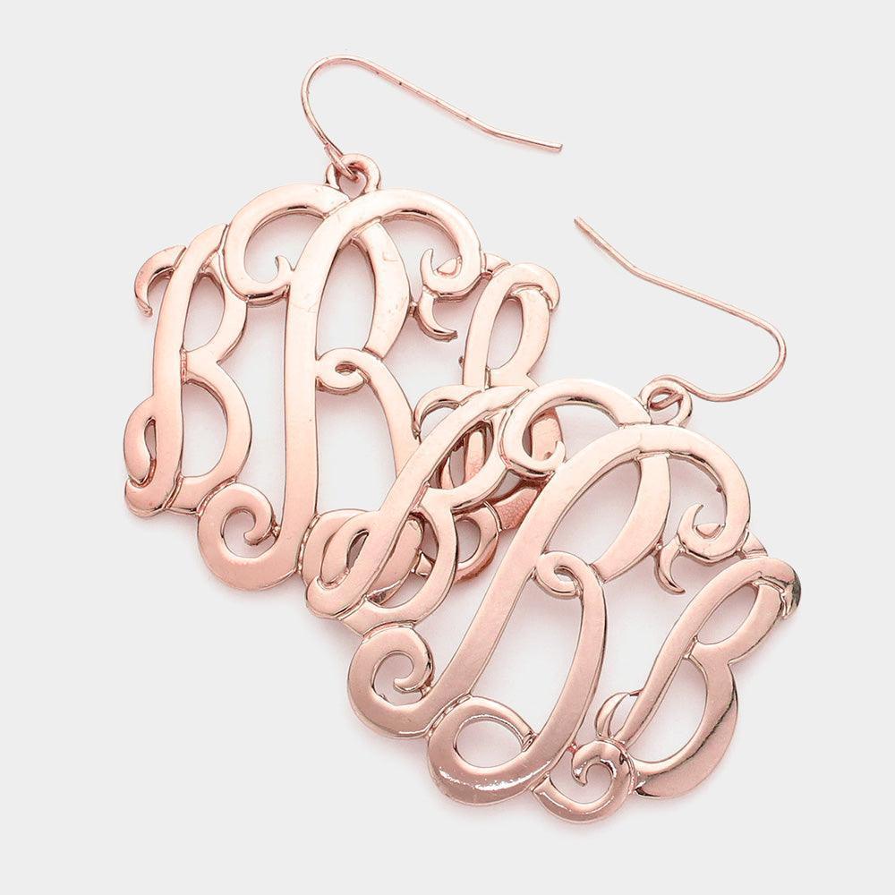 Rose Gold 'B' Monogram earrings - Jewelry Store by Erik Rayo