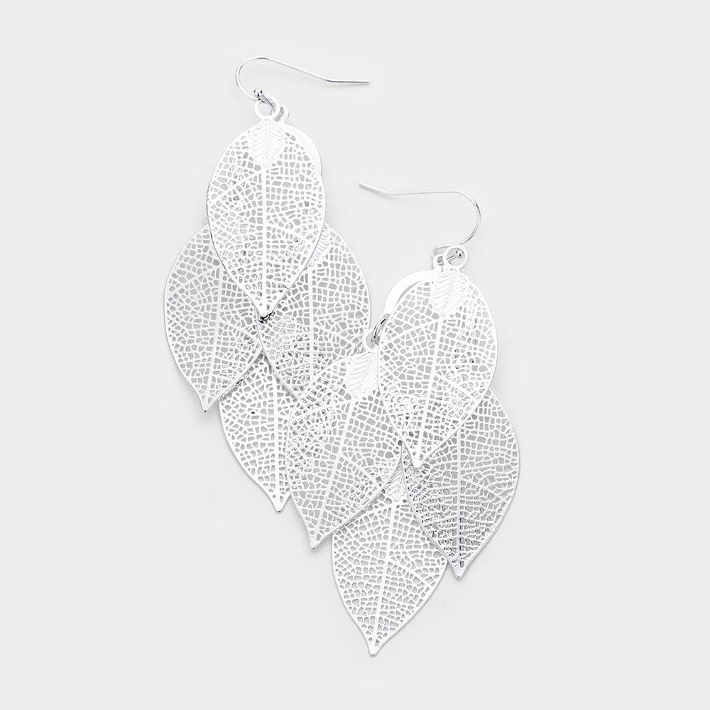 Silver Filigree Metal Leaf Cluster Vine Earrings - Jewelry Store by Erik Rayo