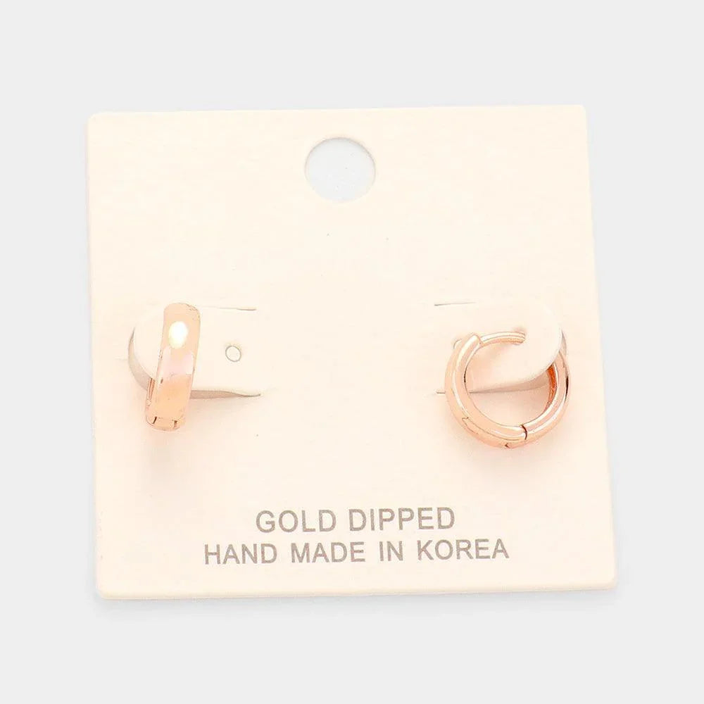 Rose Gold Gold Dipped Huggie Hoop Metal Earrings - Jewelry Store by Erik Rayo