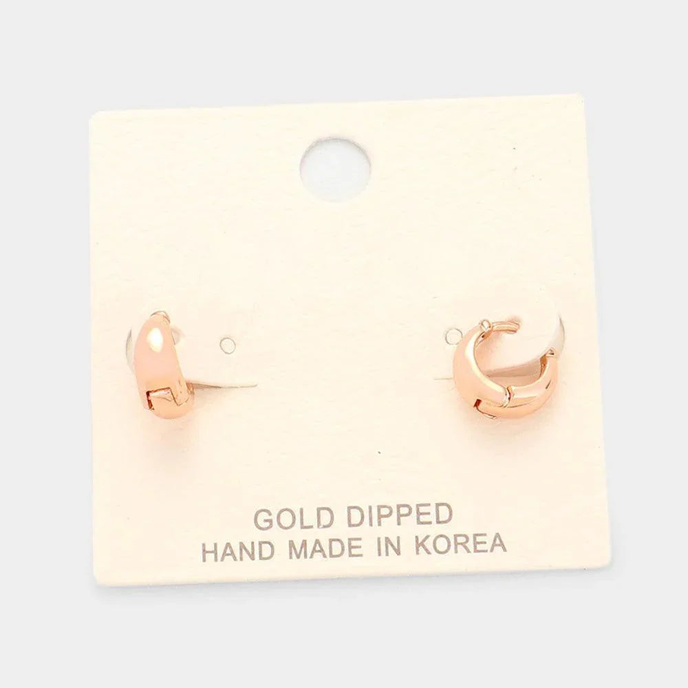 Rose Gold Gold Dipped Huggie Hoop Metal Earrings - Jewelry Store by Erik Rayo
