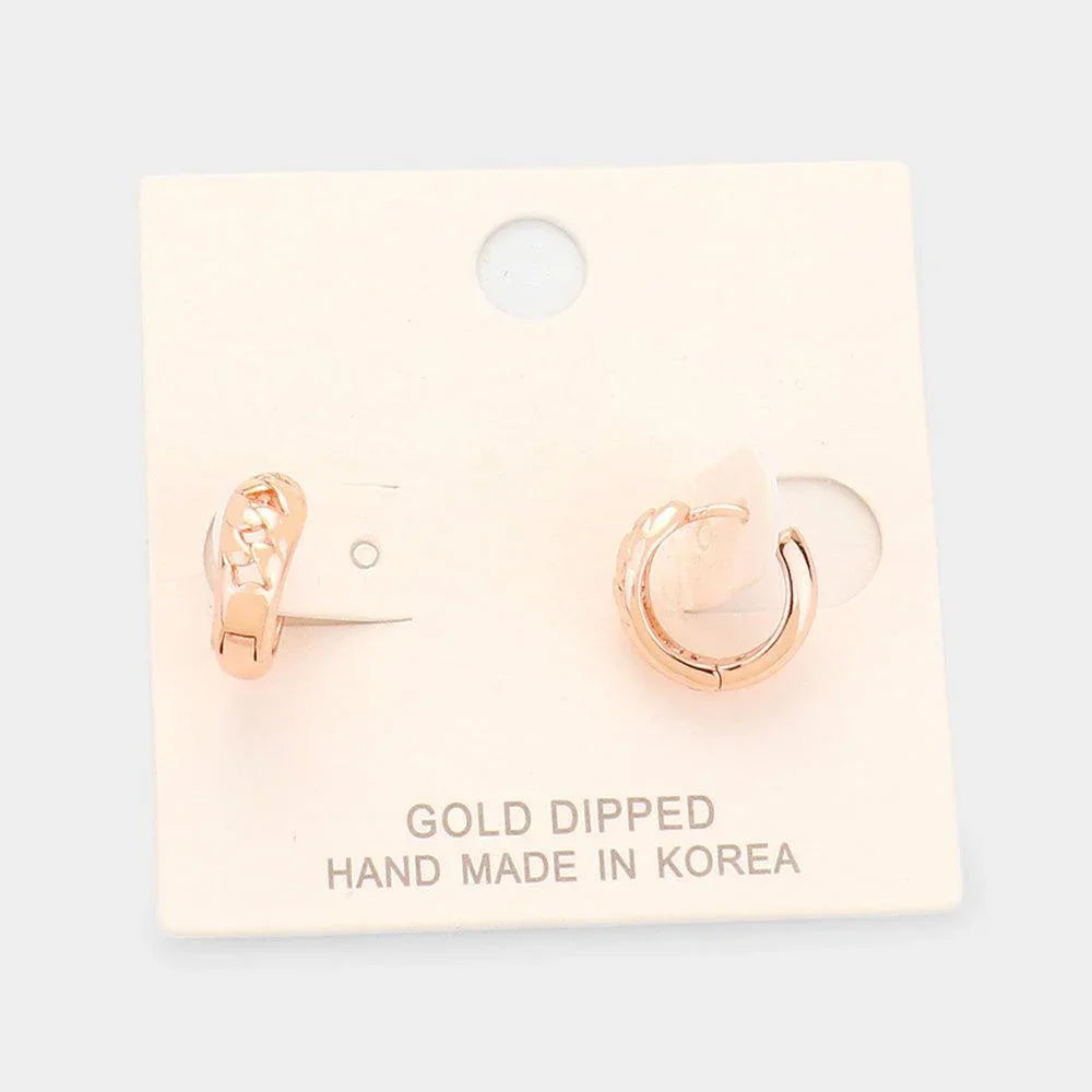 Rose Gold Gold Dipped Huggie Hoop Metal Earrings - Jewelry Store by Erik Rayo