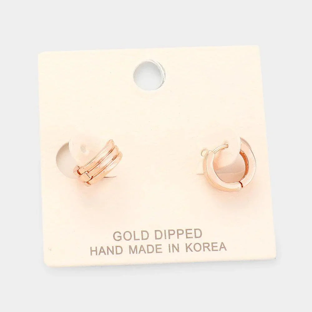 Rose Gold Gold Dipped Huggie Hoop Metal Earrings - Jewelry Store by Erik Rayo