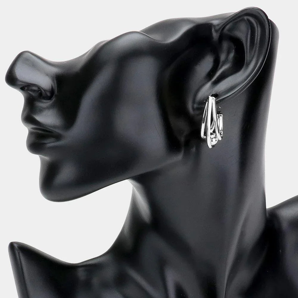 Silver Brass Metal Ball Accented Abstract Earrings - Jewelry Store by Erik Rayo