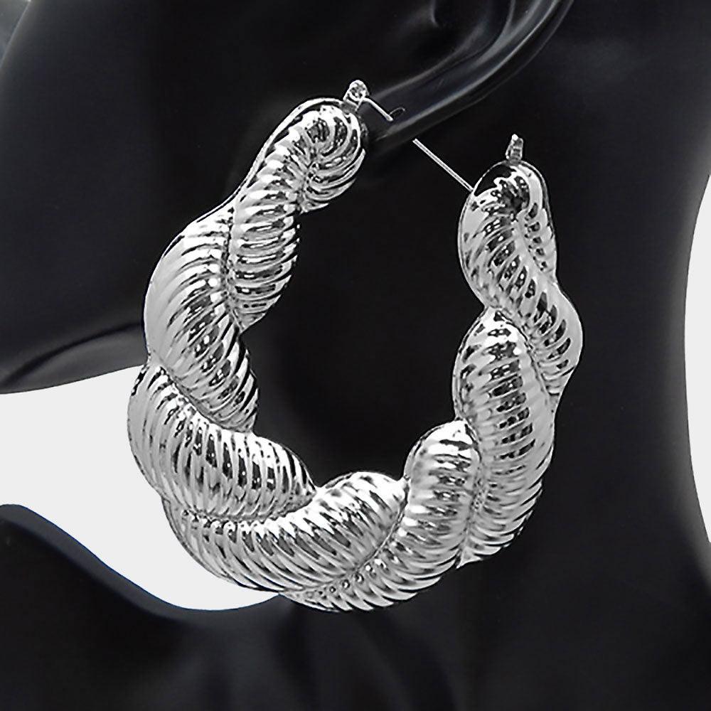 Twisted metal hoop pin catch earrings - Jewelry Store by Erik Rayo