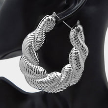 Load image into Gallery viewer, Twisted metal hoop pin catch earrings
