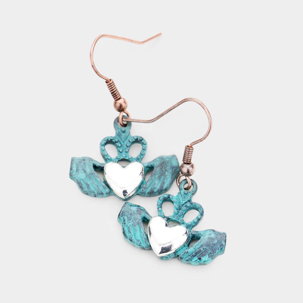 Silver Metal Claddagh Earrings - Jewelry Store by Erik Rayo
