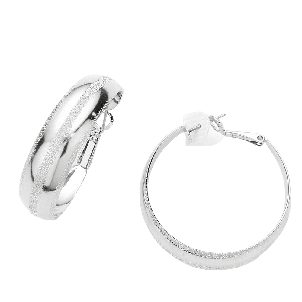 Silver 1.5 Inch Metal Hoop Earrings