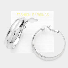 Load image into Gallery viewer, Silver 1.5 Inch Metal Hoop Earrings
