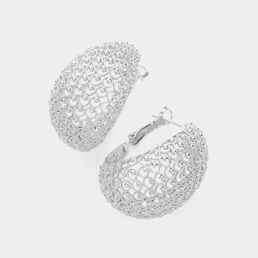 Silver Textured Metal Hoop Earrings - Jewelry Store by Erik Rayo