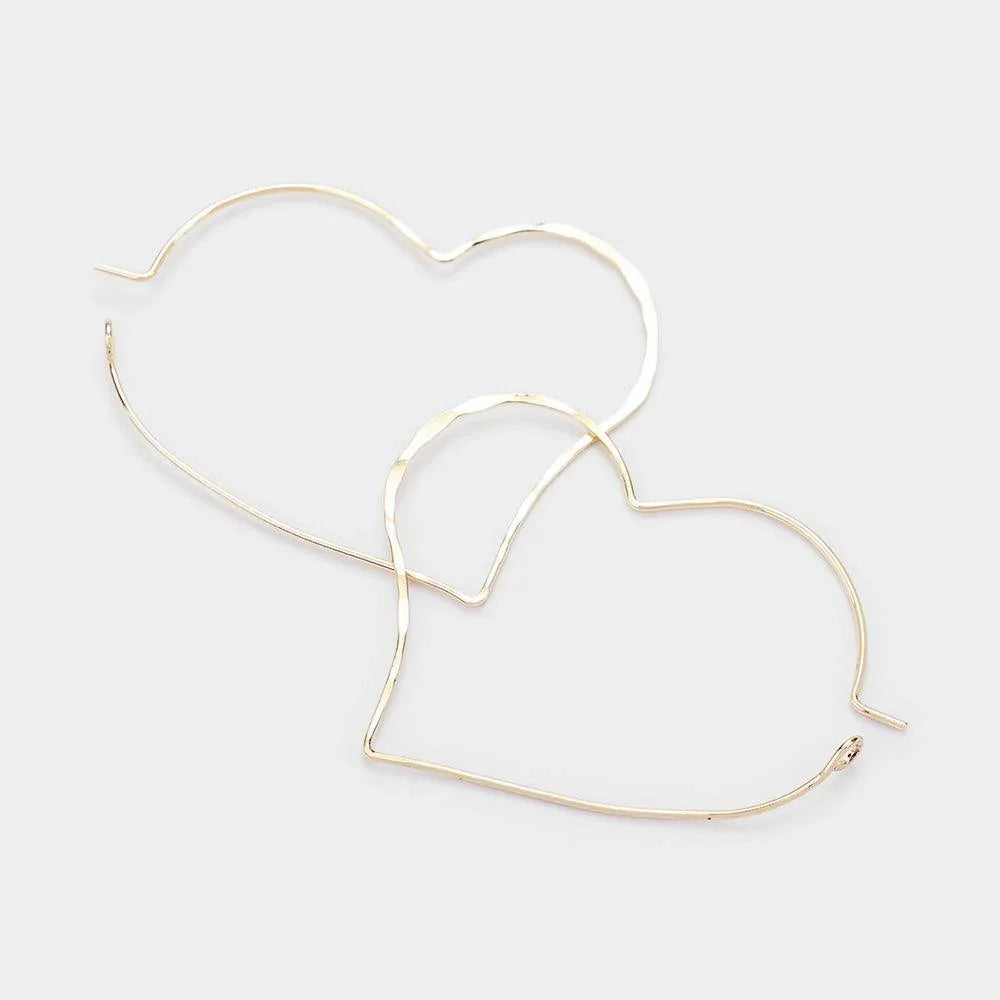 Gold Brass Metal Heart Earrings - Jewelry Store by Erik Rayo