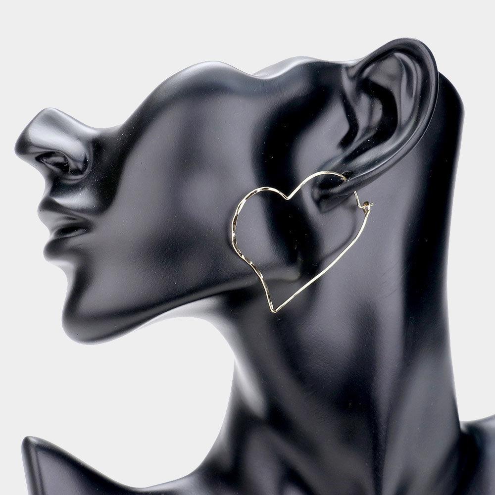 Gold Brass Metal Heart Earrings - Jewelry Store by Erik Rayo