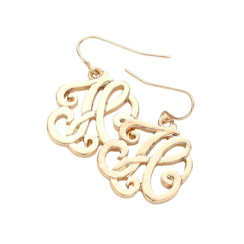 Letter H Script Monogram Earrings - Jewelry Store by Erik Rayo