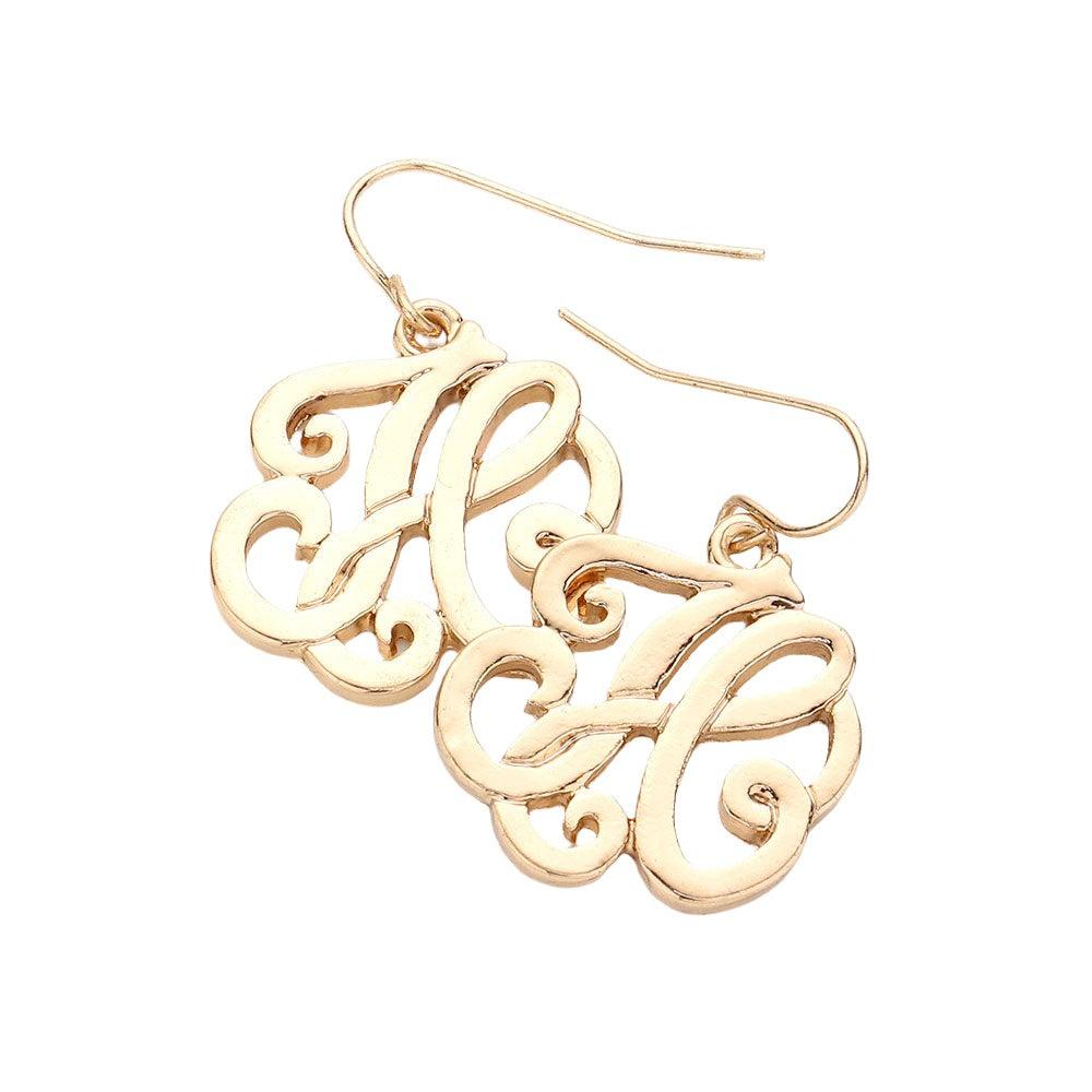 Letter H Script Monogram Earrings