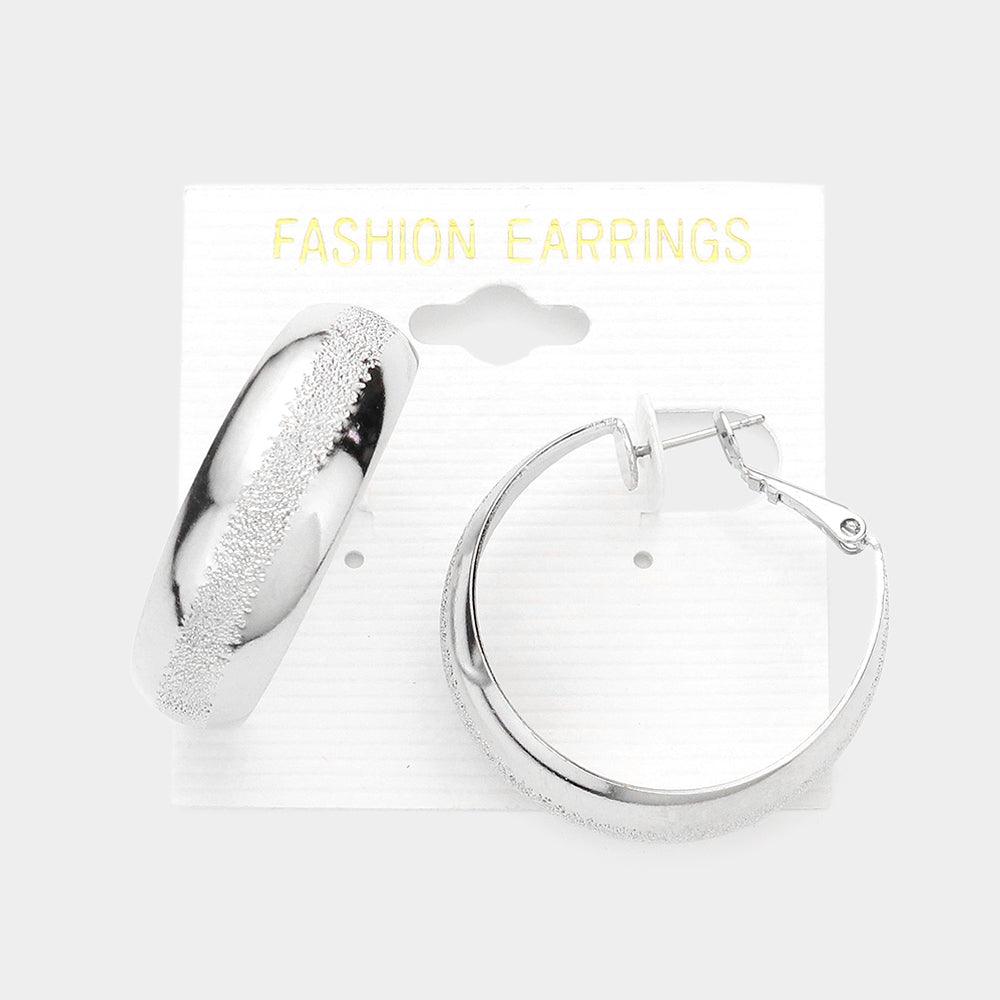 Silver 1.25 Inch Metal Hoop Earrings