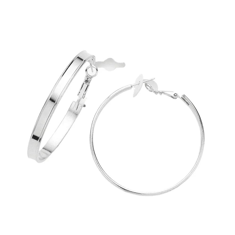 Silver 2 Inch Metal Hoop Earrings - Jewelry Store by Erik Rayo