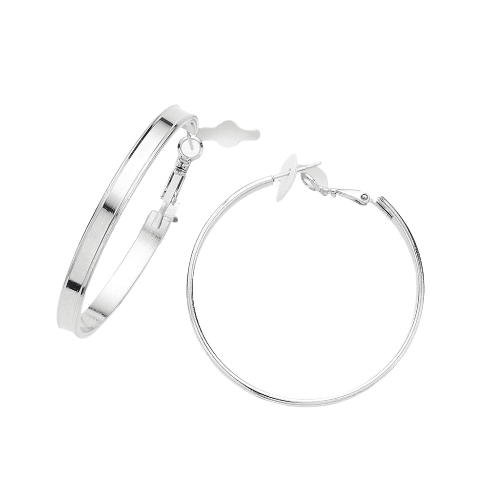 Silver 2 Inch Metal Hoop Earrings