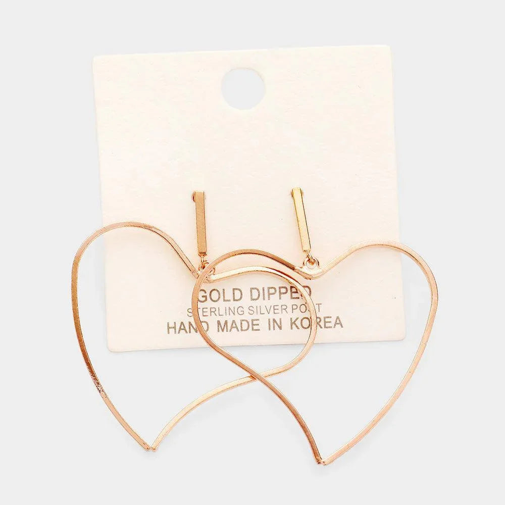 Silver Gold Dipped Dented Heart Metal Earrings - Jewelry Store by Erik Rayo