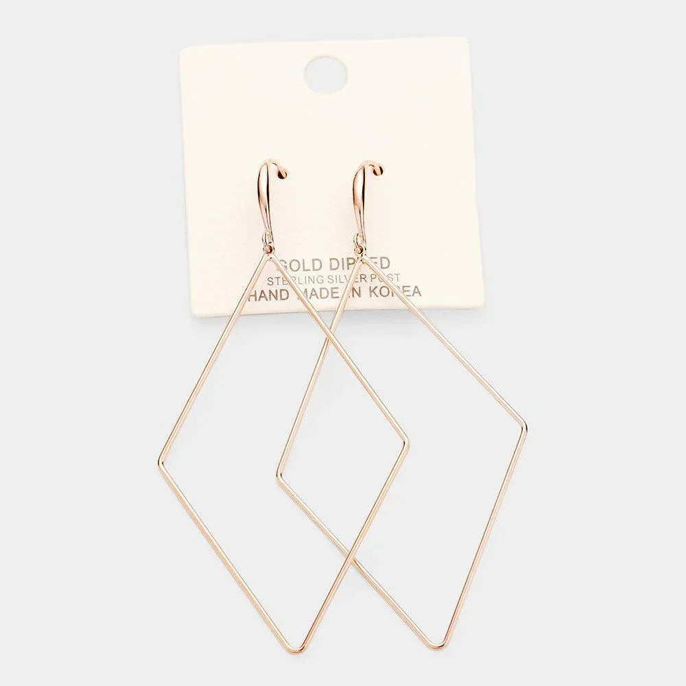 Rose Gold Gold Dipped Rhombus Dangle Earrings - Jewelry Store by Erik Rayo