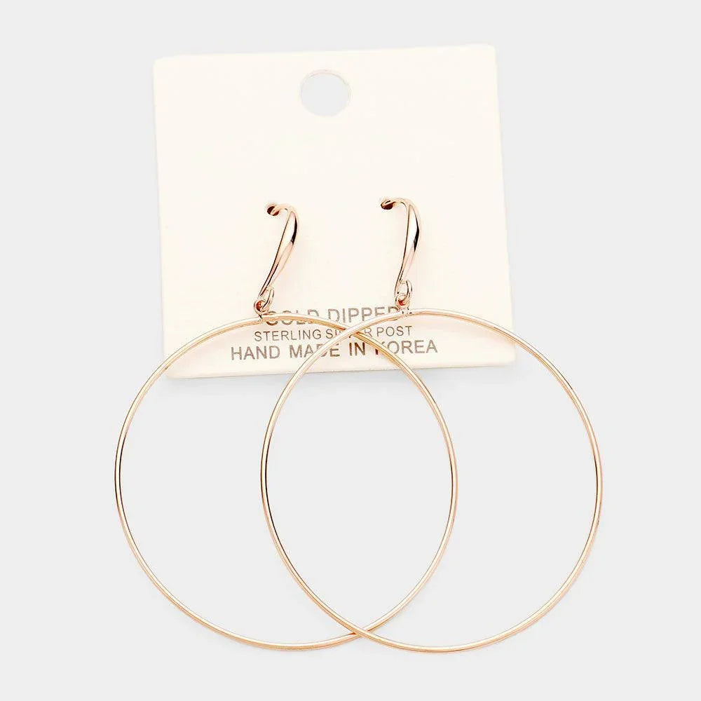 Rose Gold Gold Dipped Open Circle Dangle Earrings - Jewelry Store by Erik Rayo