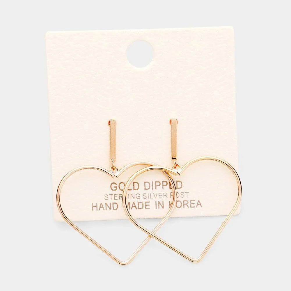 Silver Gold Dipped Heart Metal Earrings - Jewelry Store by Erik Rayo