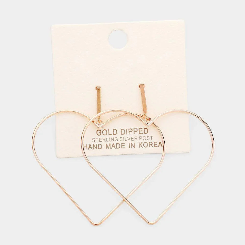 Rose Gold Gold Dipped Big Heart Metal Earrings - Jewelry Store by Erik Rayo