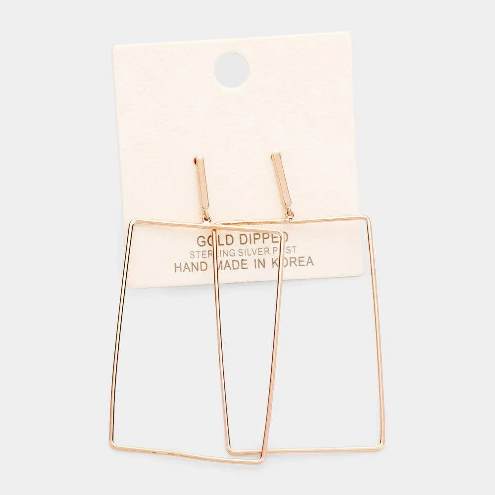 Rose Gold Gold Dipped Metal Bar Rectangular Earring - Jewelry Store by Erik Rayo